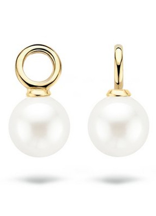 Blush Oorbelbedels van 14k geelgoud met parel - detail 5 wit