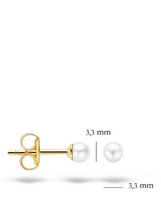Blush Oorknopjes van 14 karaat geelgoud met zoetwaterparel 7137YPW - detail 3 geelgoud