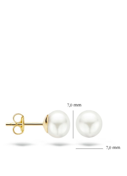 Blush Oorknopjes van 14 karaat geelgoud met zoetwaterparel 7151YPW - detail 3 geelgoud