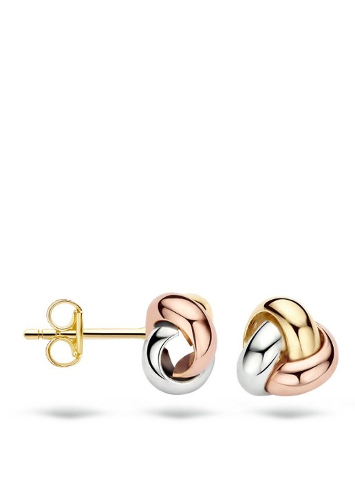 Blush Oorknopjes van 14 karaat wit-, rosé en geelgoud 7157WYR  - detail multicolor