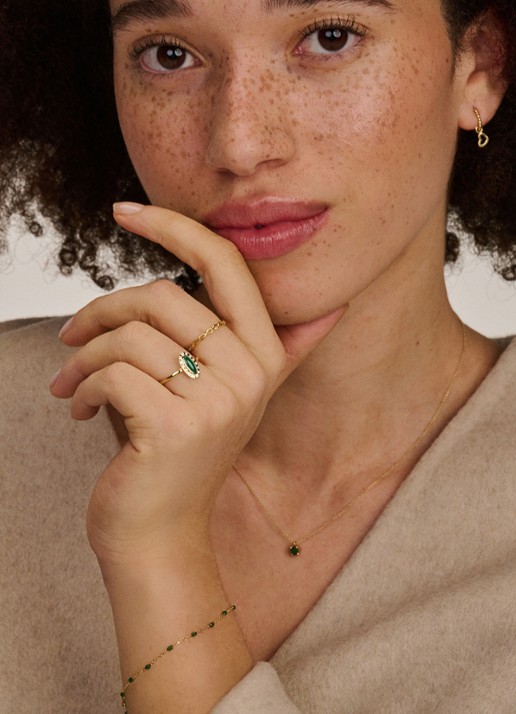 Blush Ring van 14 karaat geelgoud met agaat 1266YGA - voorkant goud