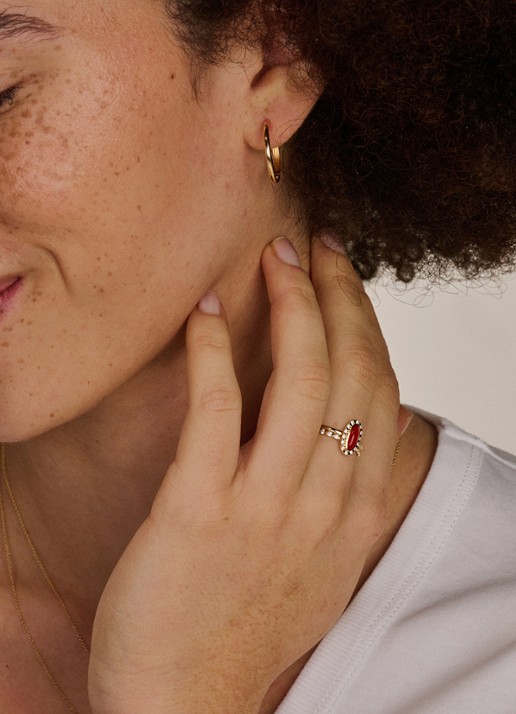 Blush Ring van 14 karaat geelgoud met agaat 1266YRA  - voorkant 4 goud