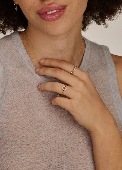 Blush Ring van 14 karaat geelgoud met amethist 1271YAM  - voorkant 4 goud