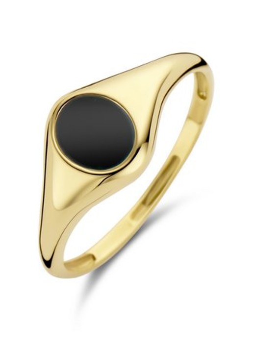 Blush Ring van 14 karaat geelgoud met onyx 1219YON