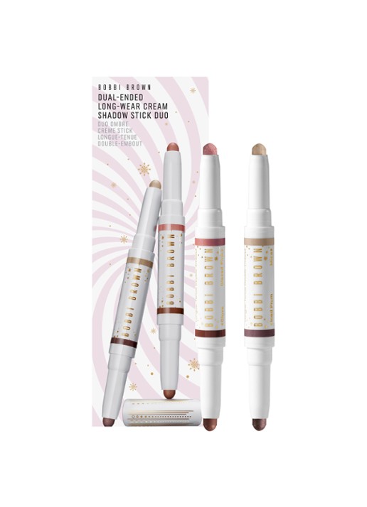 Bobbi Brown Dual-Ended Long-Wear Cream Shadow Stick Duo - oogschaduwstick set - voorkant 5 mica / iced plum / glazed pink / clove
