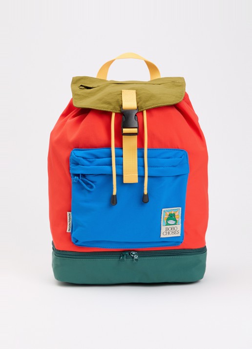 BOBO CHOSES Beast Tag rugzak met colour blocking - voorkant 3 rood