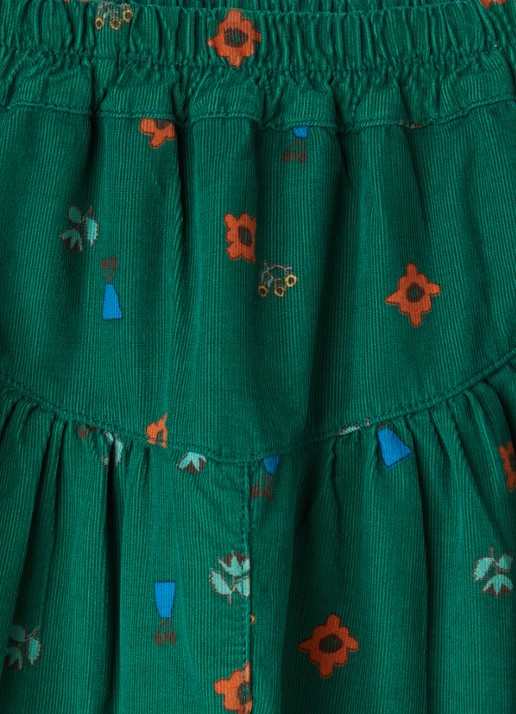BOBO CHOSES Blossom All loose fit broek van corduroy met bloemprint - detail groen