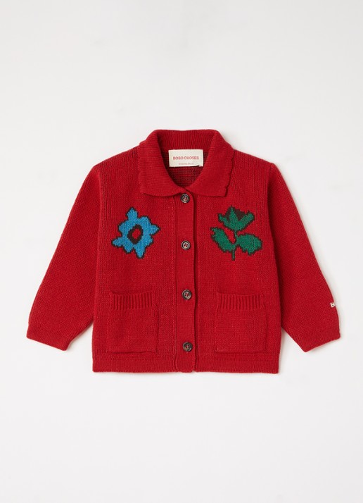 BOBO CHOSES Blossom fijngebreid vest in wolblend met kraag