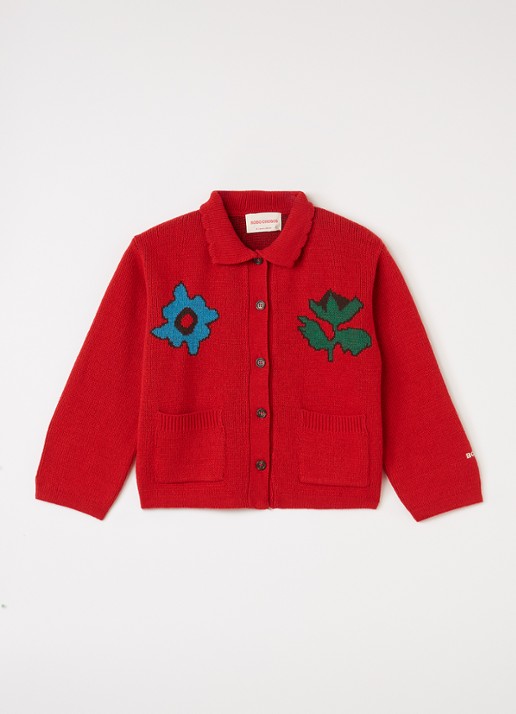 BOBO CHOSES Blossom grofgebreid vest met bloemenprint