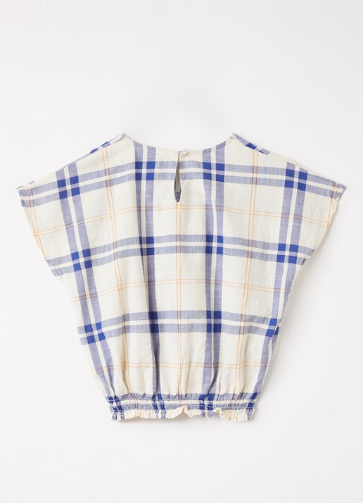 BOBO CHOSES Fun Tartan top met ruitdessin - voorkant 2 gebroken wit