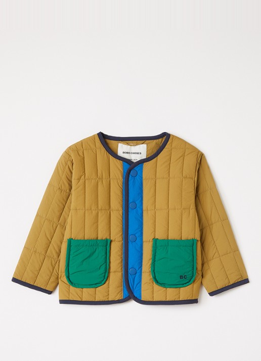 BOBO CHOSES Gewatteerd jack met quilt patroon - voorkant khaki