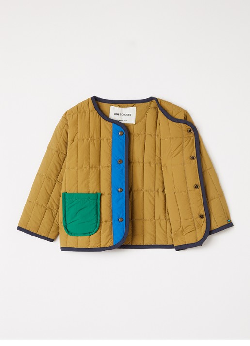 BOBO CHOSES Gewatteerd jack met quilt patroon - voorkant 2 khaki