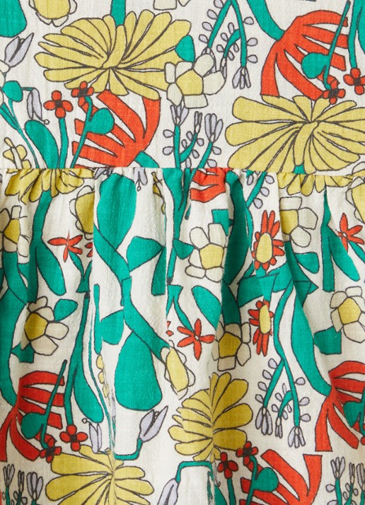 BOBO CHOSES Herbalist jurk met bloemenprint - detail groen
