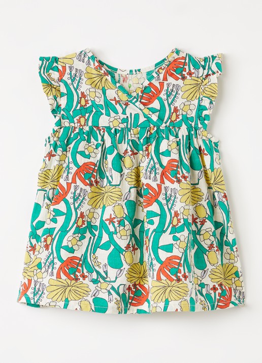 BOBO CHOSES Herbalist jurk met bloemenprint - voorkant 3 groen