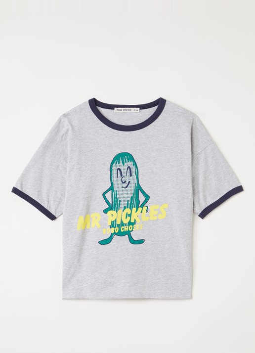 BOBO CHOSES Mr Pickles T-shirt met print - voorkant grijsmele