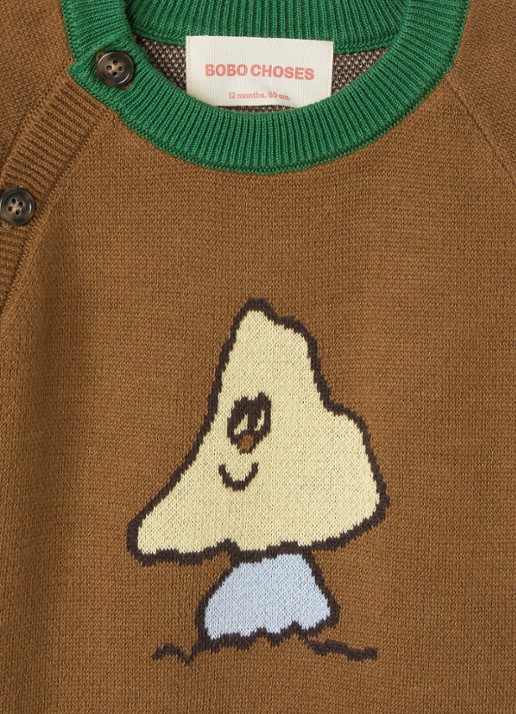 BOBO CHOSES Mush Monster fijngebreide trui met print - detail bruin