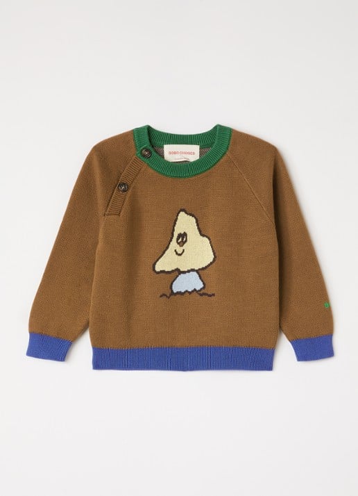 BOBO CHOSES Mush Monster fijngebreide trui met print