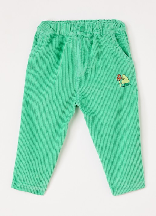 BOBO CHOSES Mush Monsters tapered fit broek van corduroy - voorkant groen