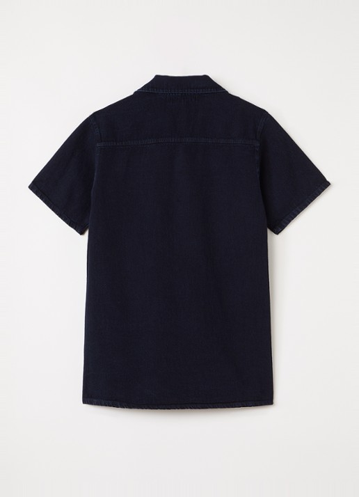 BOBO CHOSES Mystery tuniekjurk van denim met logo - voorkant 2 indigo