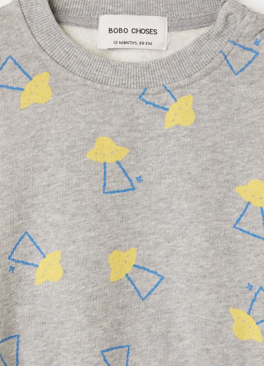 BOBO CHOSES Pixel Abduction sweater met print - detail 3 grijsmele
