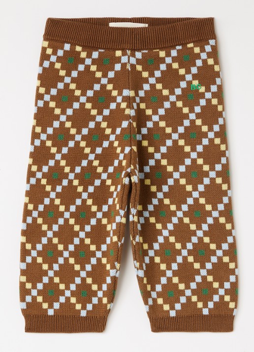 BOBO CHOSES Pixel All Over fijngebreide loose fit joggingbroek - voorkant 2 donkerbruin