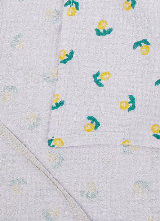 BOBO CHOSES Stamp Bloom hydrofiele doek van katoen met bloemenprint 70 x 90 cm - detail lichtpaars