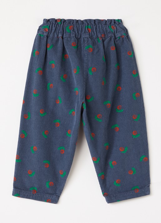 BOBO CHOSES Stamp Bloom straight fit broek van corduroy met print - voorkant 3 donkerblauw