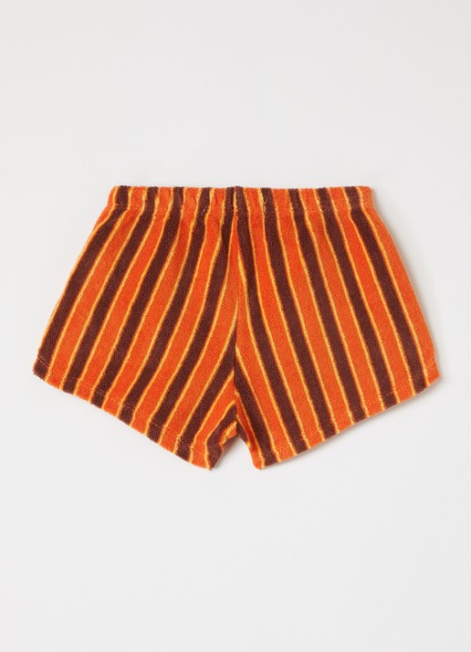 BOBO CHOSES Straight fit korte broek van badstof met streepprint - voorkant 3 orange