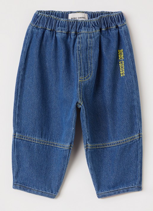 BOBO CHOSES Taxi loose fit jeans met logo - voorkant indigo