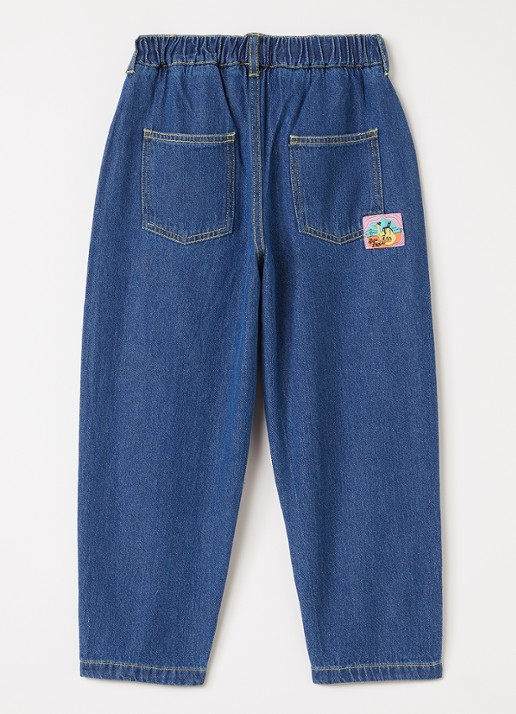 BOBO CHOSES Taxi Saurus regular fit jeans met logoborduring - voorkant 2 indigo