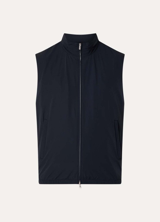Boggi Milano Bodywarmer met opbergbare capuchon en waterafstotende coating - voorkant 2 donkerblauw