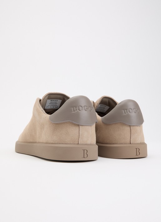 Boggi Milano Essence sneaker van suède met logo - achterkant zand