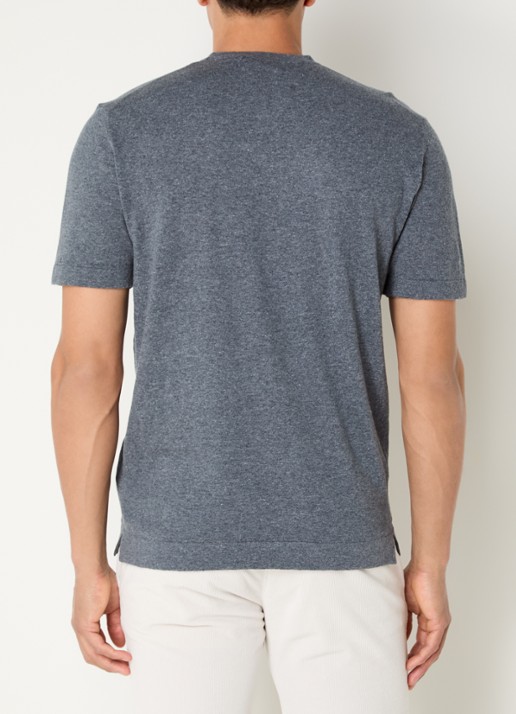 Boggi Milano Fijngebreid T-shirt in linnenblend met split - achterkant 4 grijsmele