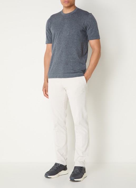 Boggi Milano Fijngebreid T-shirt in linnenblend met split - voorkant 2 grijsmele