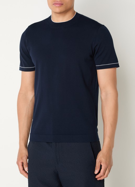Boggi Milano Fijngebreid T-shirt met ronde hals