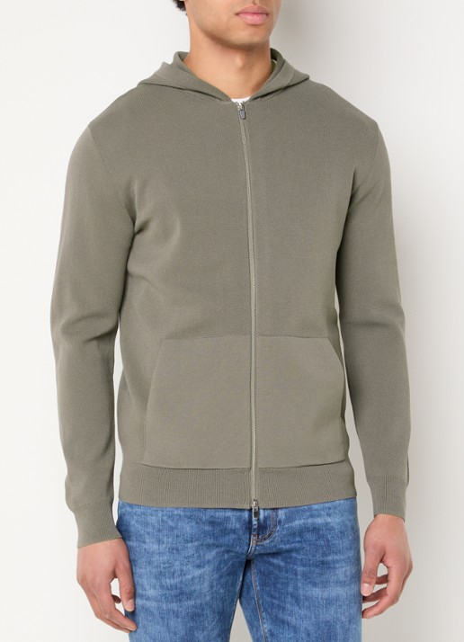 Boggi Milano Fijngebreid vest met capuchon