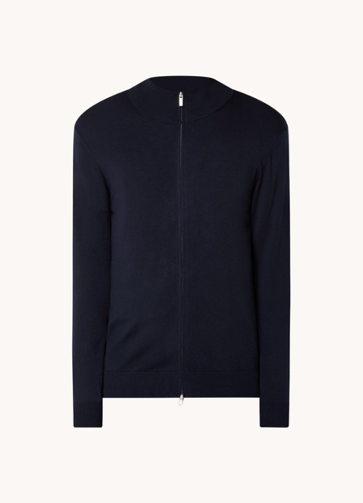 Boggi Milano Fijngebreid vest van wol - voorkant 3 donkerblauw