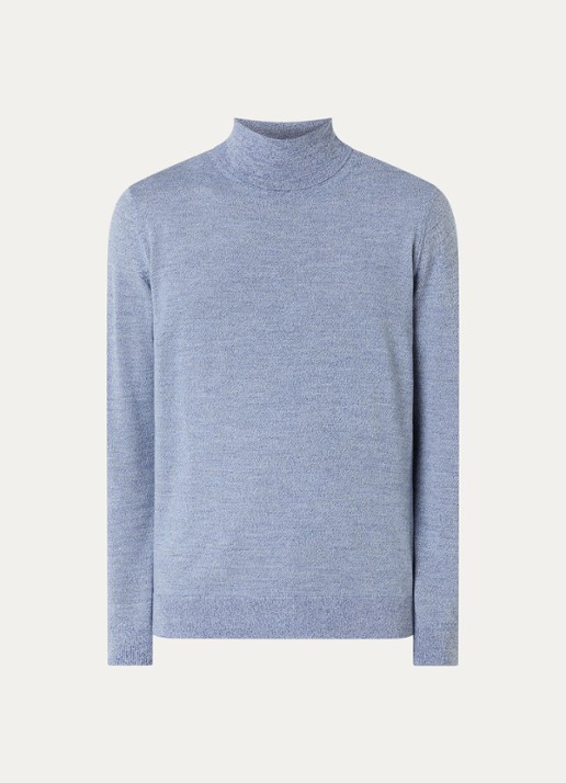 Boggi Milano Fijngebreide coltrui van scheerwol - voorkant 3 blauw
