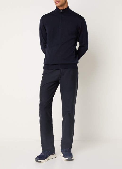 Boggi Milano Fijngebreide pullover met halve rits - voorkant 2 donkerblauw