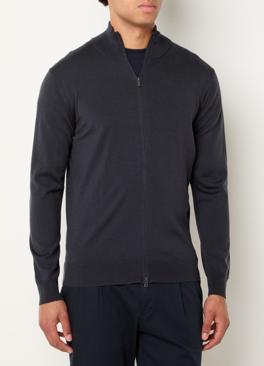 Boggi Milano Fijngebreide pullover van wol met halve rits