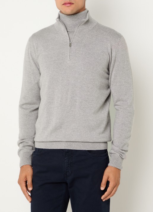 Boggi Milano Fijngebreide pullover van wol met halve rits