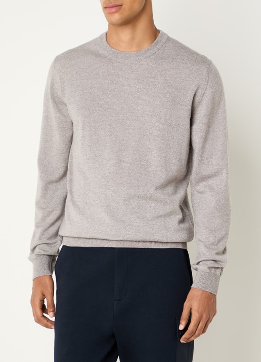 Boggi Milano Fijngebreide pullover van wol met ronde hals