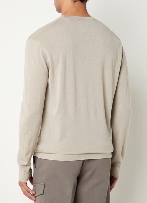Boggi Milano Fijngebreide pullover van wol - achterkant 4 beige