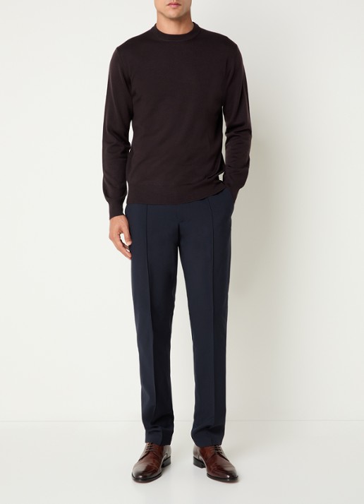 Boggi Milano Fijngebreide pullover van wol - voorkant 3 donkerbruin