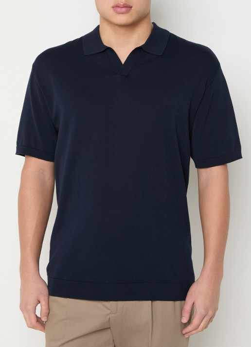 Boggi Milano Fijngebreide regular fit polo in zijdeblend