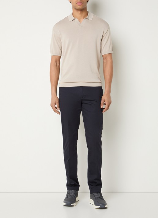 Boggi Milano Fijngebreide regular fit polo in zijdeblend - voorkant 4 beige