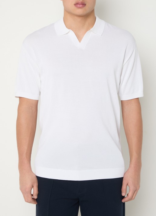 Boggi Milano Fijngebreide regular fit polo in zijdeblend