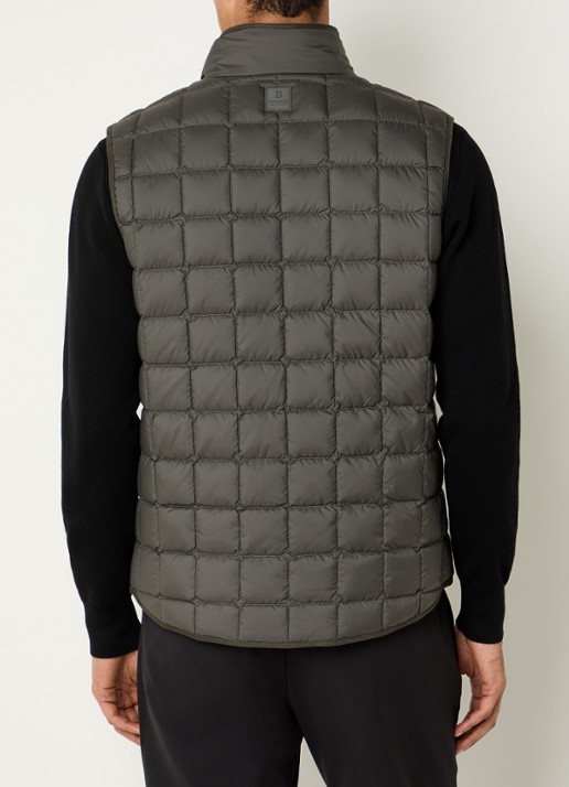 Boggi Milano Gewatteerde bodywarmer met donsvulling en waterafstotende coating - achterkant 2 legergroen