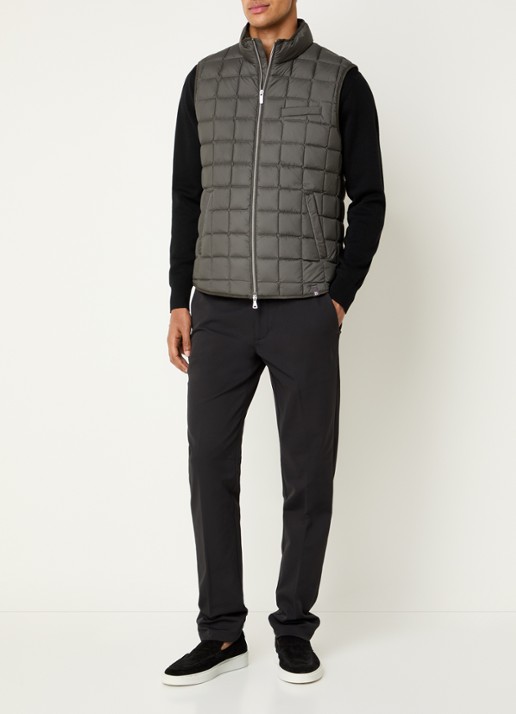 Boggi Milano Gewatteerde bodywarmer met donsvulling en waterafstotende coating - voorkant 4 legergroen