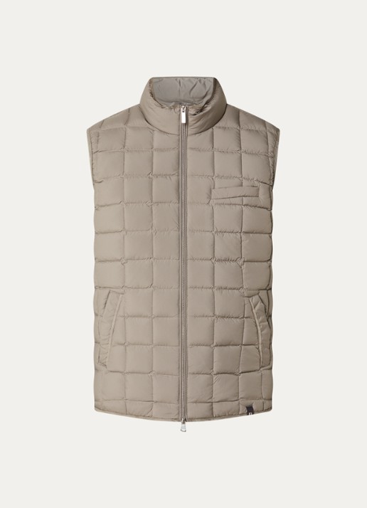 Boggi Milano Gewatteerde bodywarmer met donsvulling en waterafstotende coating - voorkant 2 taupe